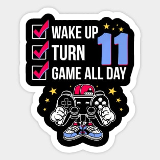 Gamer Birthday 11 Years Old Level 11 Unlocked Sticker